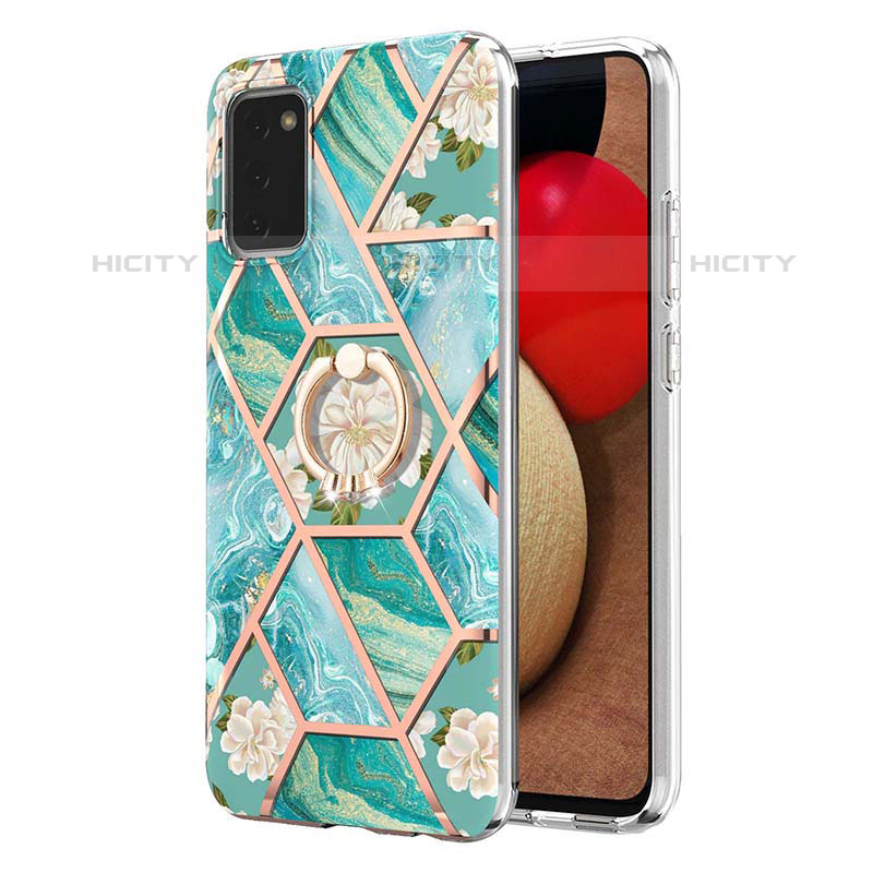 Coque Silicone Motif Fantaisie Souple Couleur Unie Etui Housse avec Support Bague Anneau Y02B pour Samsung Galaxy M02s Plus