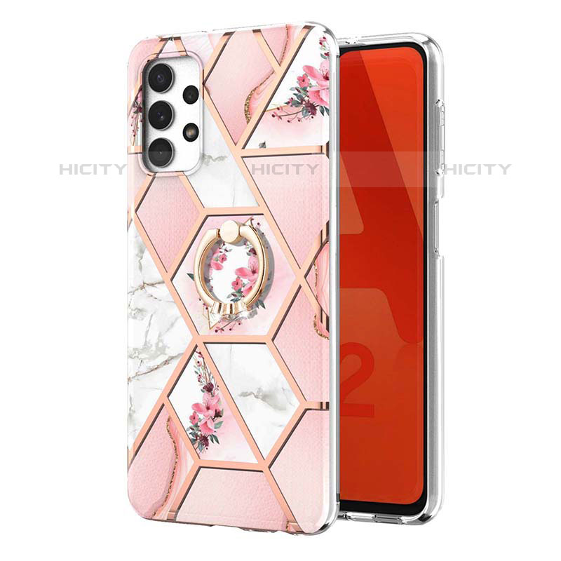 Coque Silicone Motif Fantaisie Souple Couleur Unie Etui Housse avec Support Bague Anneau Y02B pour Samsung Galaxy M32 5G Plus