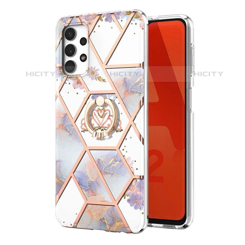 Coque Silicone Motif Fantaisie Souple Couleur Unie Etui Housse avec Support Bague Anneau Y02B pour Samsung Galaxy M32 5G Plus