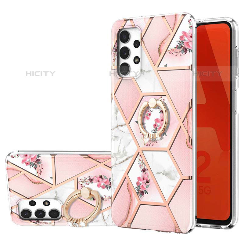 Coque Silicone Motif Fantaisie Souple Couleur Unie Etui Housse avec Support Bague Anneau Y02B pour Samsung Galaxy M32 5G Rose Plus