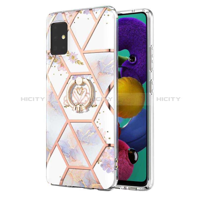 Coque Silicone Motif Fantaisie Souple Couleur Unie Etui Housse avec Support Bague Anneau Y02B pour Samsung Galaxy M40S Plus