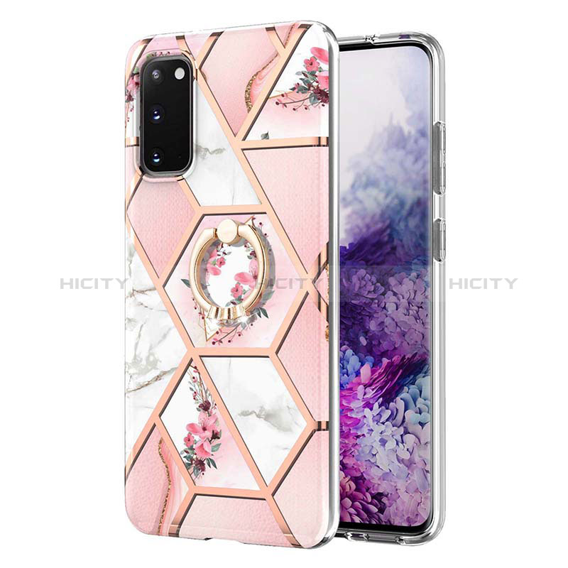 Coque Silicone Motif Fantaisie Souple Couleur Unie Etui Housse avec Support Bague Anneau Y02B pour Samsung Galaxy S20 5G Plus