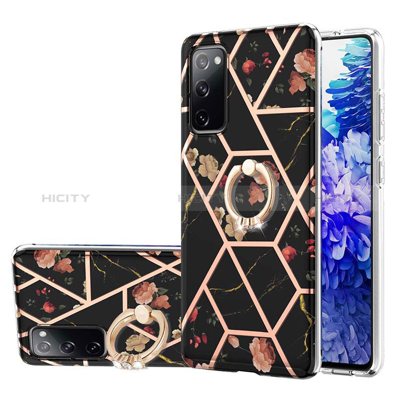 Coque Silicone Motif Fantaisie Souple Couleur Unie Etui Housse avec Support Bague Anneau Y02B pour Samsung Galaxy S20 FE 4G Noir Plus