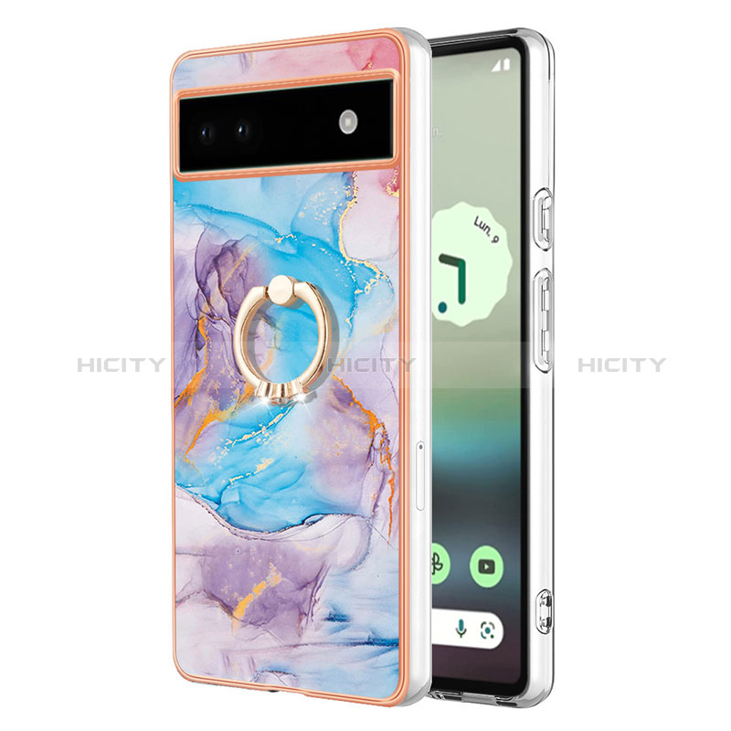 Coque Silicone Motif Fantaisie Souple Couleur Unie Etui Housse avec Support Bague Anneau Y03B pour Google Pixel 6a 5G Plus