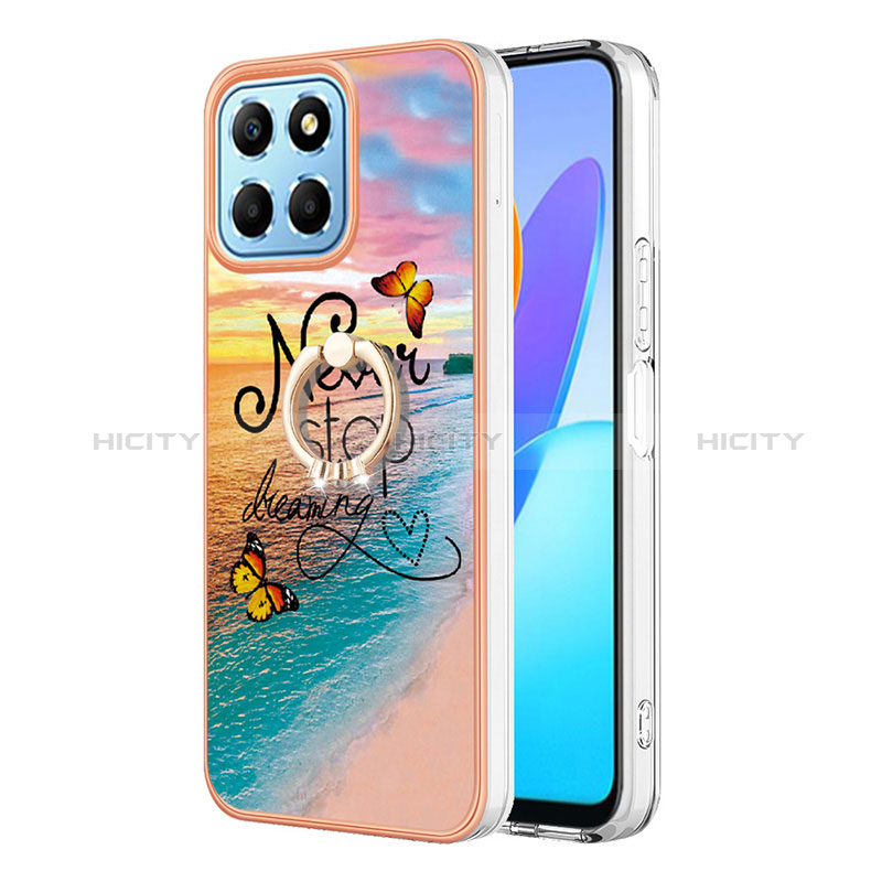 Coque Silicone Motif Fantaisie Souple Couleur Unie Etui Housse avec Support Bague Anneau Y03B pour Huawei Honor 70 Lite 5G Plus