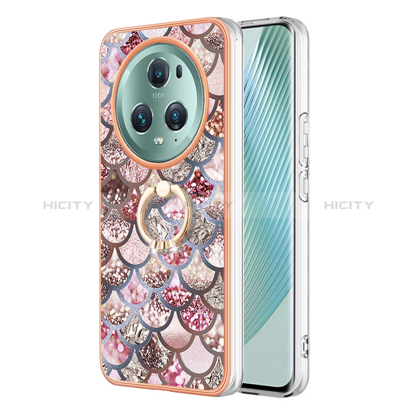 Coque Silicone Motif Fantaisie Souple Couleur Unie Etui Housse avec Support Bague Anneau Y03B pour Huawei Honor Magic5 Pro 5G Plus