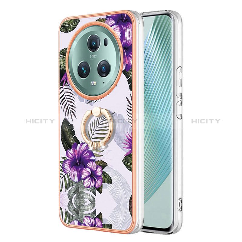 Coque Silicone Motif Fantaisie Souple Couleur Unie Etui Housse avec Support Bague Anneau Y03B pour Huawei Honor Magic5 Pro 5G Plus