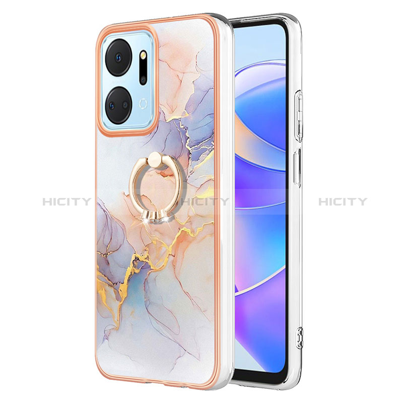 Coque Silicone Motif Fantaisie Souple Couleur Unie Etui Housse avec Support Bague Anneau Y03B pour Huawei Honor X7a Plus