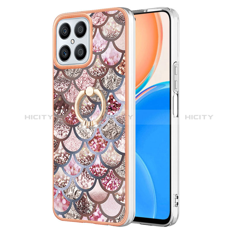 Coque Silicone Motif Fantaisie Souple Couleur Unie Etui Housse avec Support Bague Anneau Y03B pour Huawei Honor X8 4G Plus