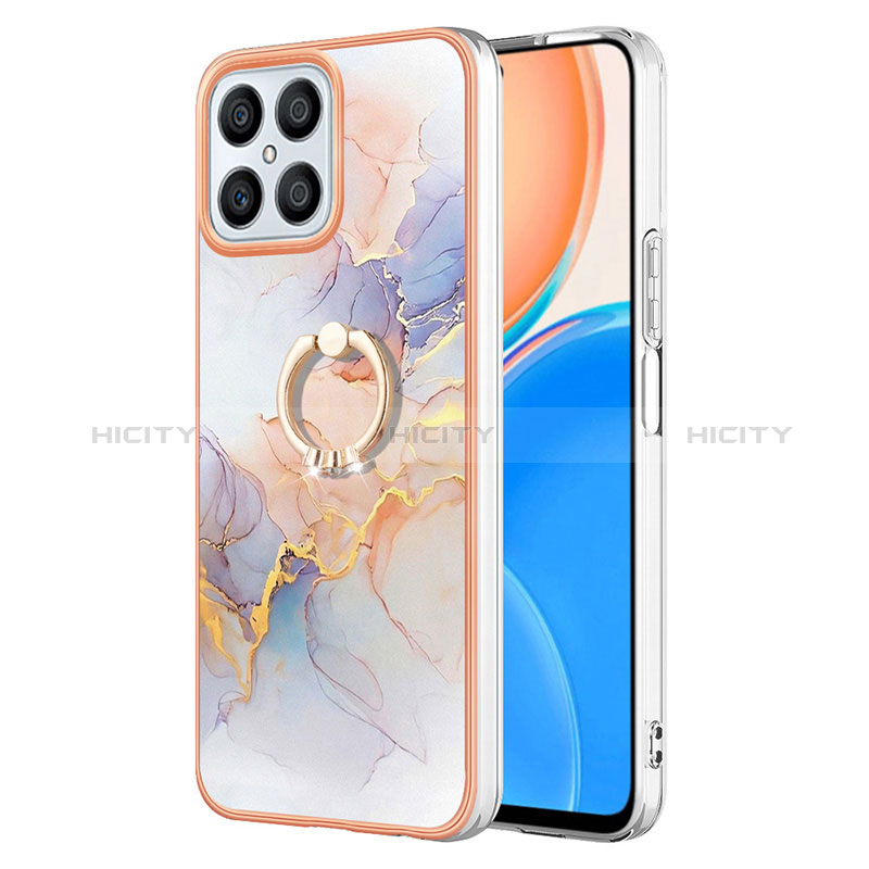 Coque Silicone Motif Fantaisie Souple Couleur Unie Etui Housse avec Support Bague Anneau Y03B pour Huawei Honor X8 4G Plus