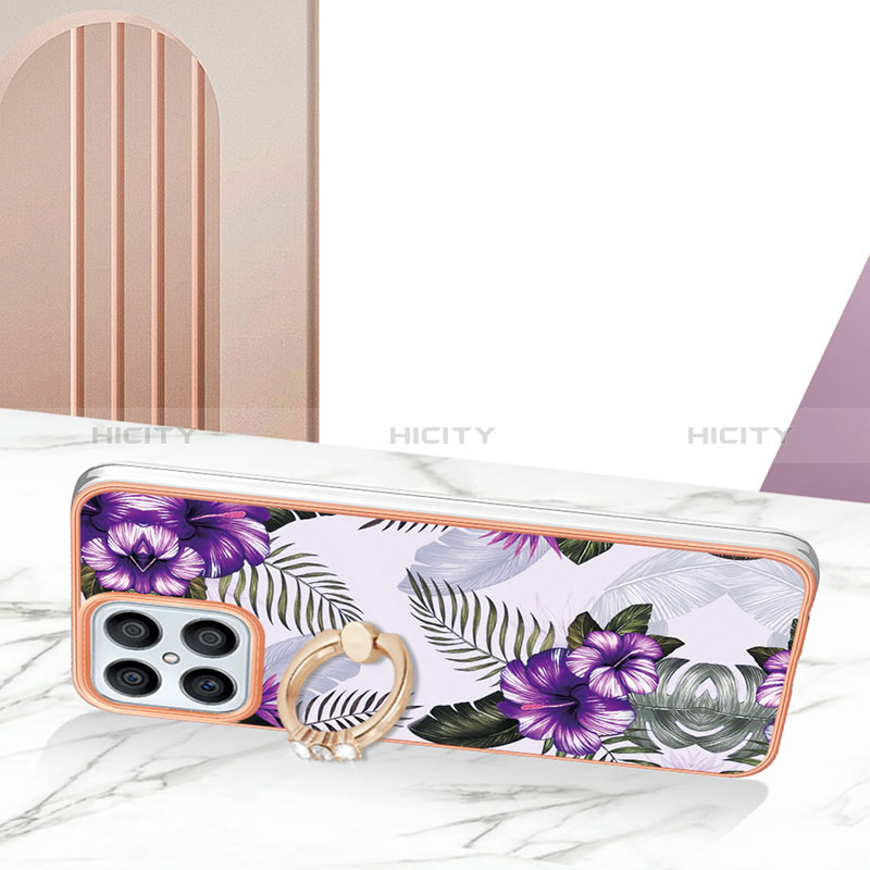 Coque Silicone Motif Fantaisie Souple Couleur Unie Etui Housse avec Support Bague Anneau Y03B pour Huawei Honor X8 4G Plus