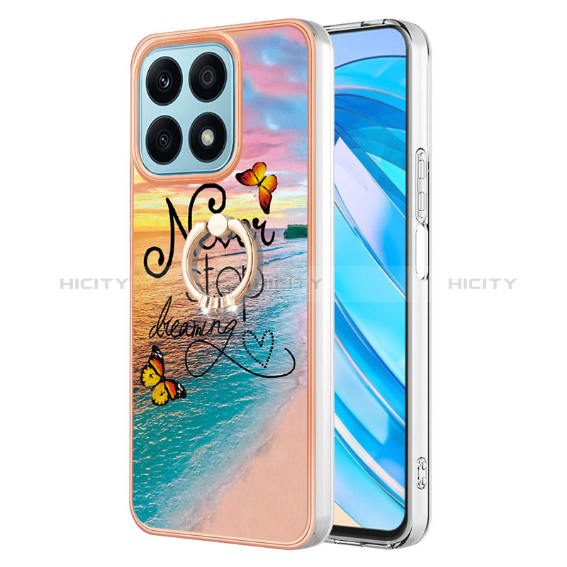 Coque Silicone Motif Fantaisie Souple Couleur Unie Etui Housse avec Support Bague Anneau Y03B pour Huawei Honor X8a 4G Mixte Plus