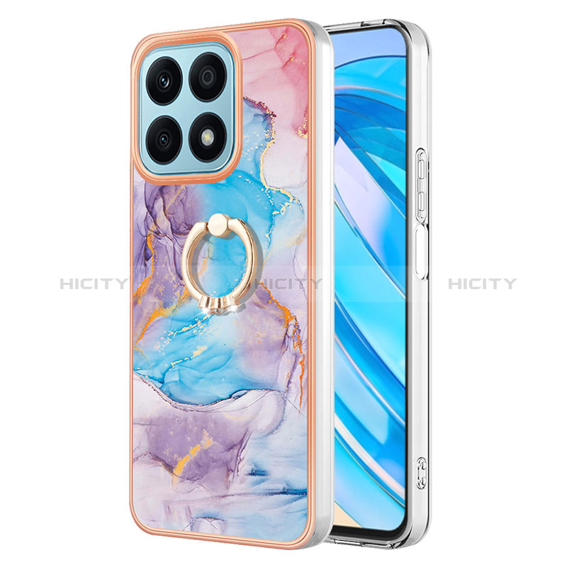 Coque Silicone Motif Fantaisie Souple Couleur Unie Etui Housse avec Support Bague Anneau Y03B pour Huawei Honor X8a 4G Plus