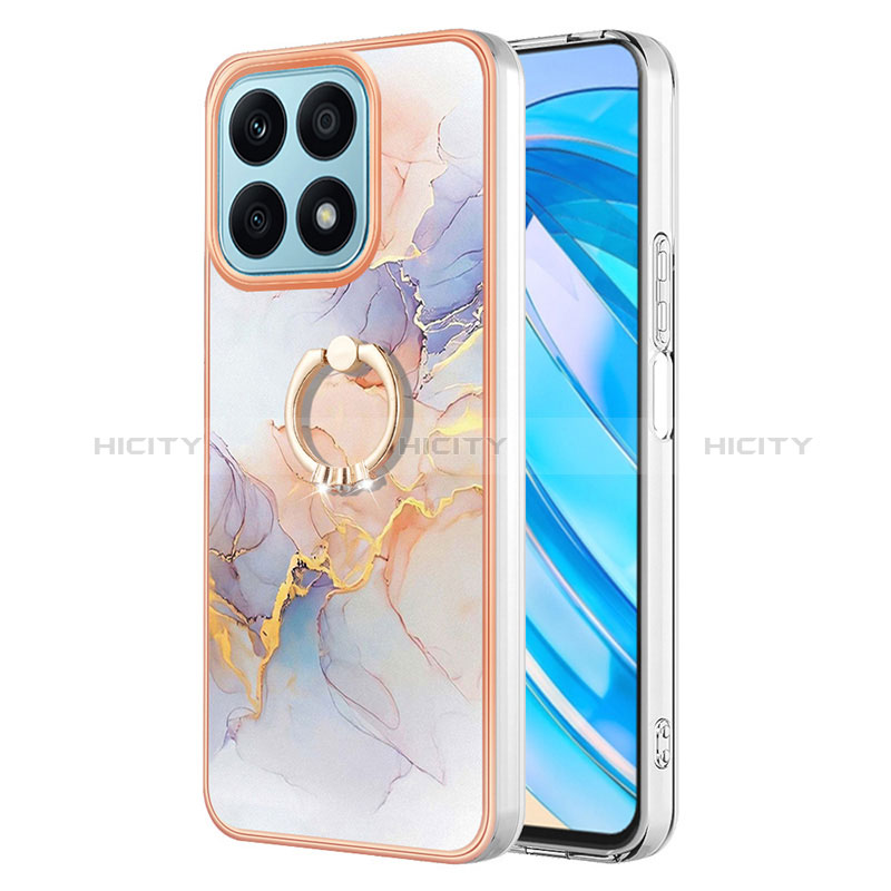 Coque Silicone Motif Fantaisie Souple Couleur Unie Etui Housse avec Support Bague Anneau Y03B pour Huawei Honor X8a 4G Plus