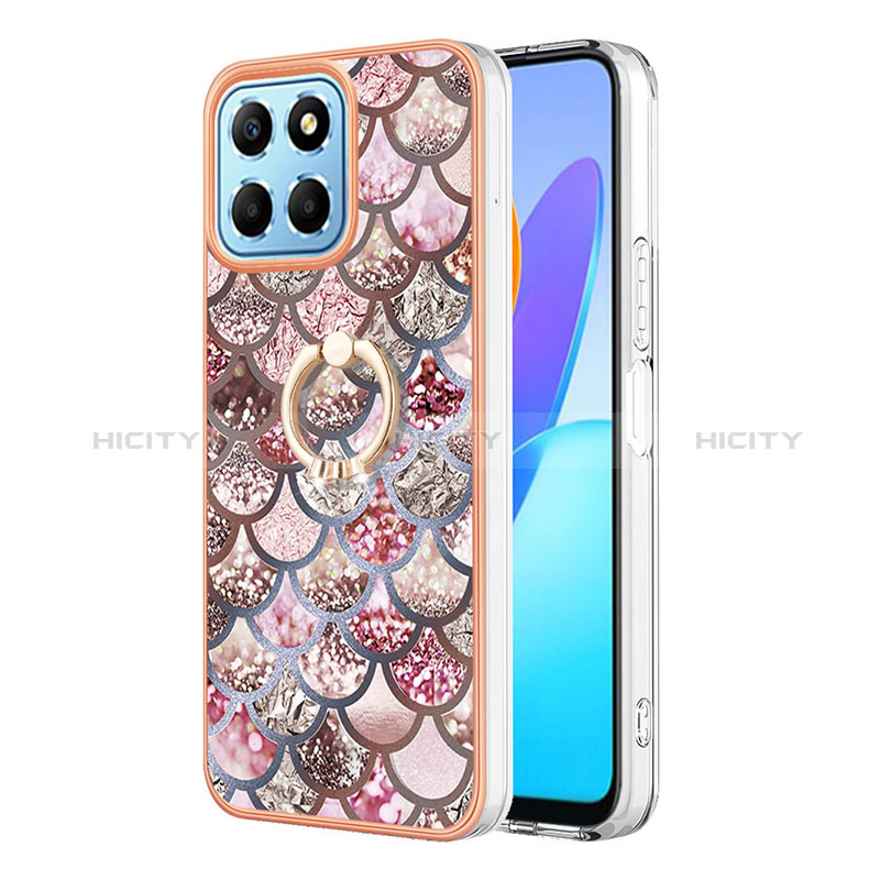 Coque Silicone Motif Fantaisie Souple Couleur Unie Etui Housse avec Support Bague Anneau Y03B pour Huawei Honor X8a 5G Plus