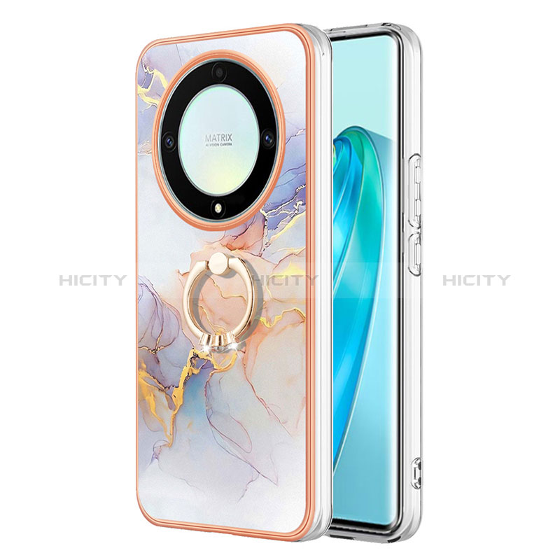 Coque Silicone Motif Fantaisie Souple Couleur Unie Etui Housse avec Support Bague Anneau Y03B pour Huawei Honor X9a 5G Plus