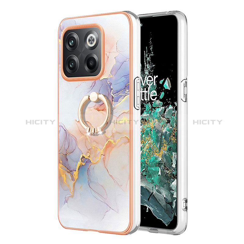 Coque Silicone Motif Fantaisie Souple Couleur Unie Etui Housse avec Support Bague Anneau Y03B pour OnePlus 10T 5G Plus