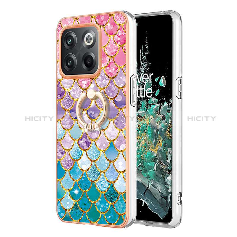 Coque Silicone Motif Fantaisie Souple Couleur Unie Etui Housse avec Support Bague Anneau Y03B pour OnePlus 10T 5G Plus