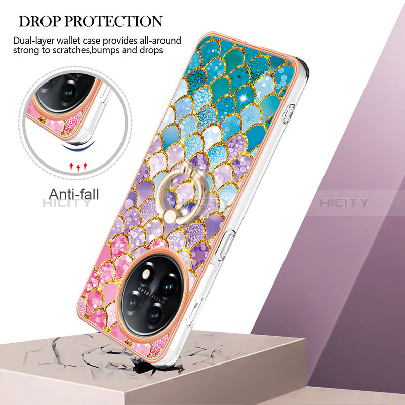 Coque Silicone Motif Fantaisie Souple Couleur Unie Etui Housse avec Support Bague Anneau Y03B pour OnePlus 11 5G Plus