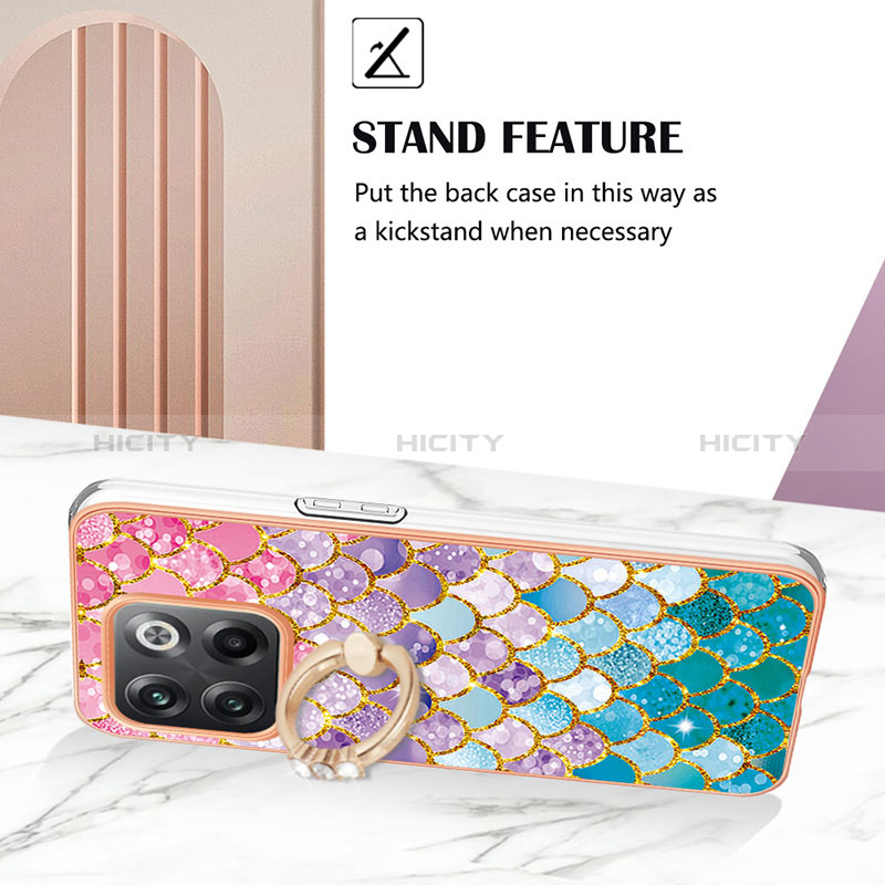 Coque Silicone Motif Fantaisie Souple Couleur Unie Etui Housse avec Support Bague Anneau Y03B pour OnePlus Ace Pro 5G Plus