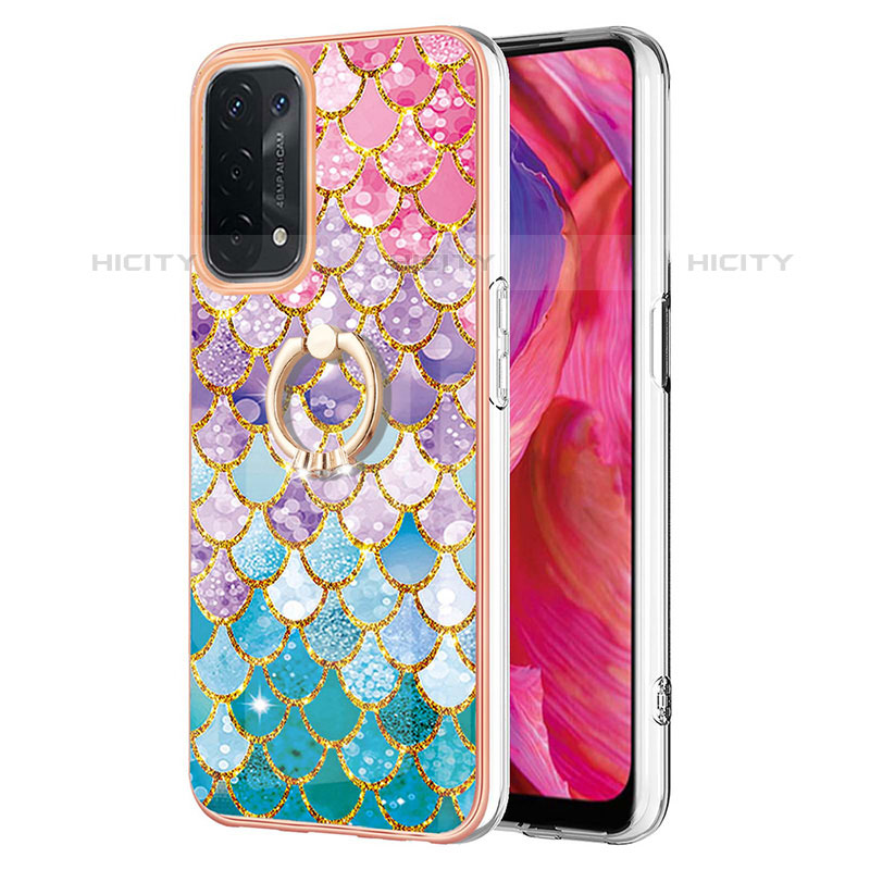 Coque Silicone Motif Fantaisie Souple Couleur Unie Etui Housse avec Support Bague Anneau Y03B pour OnePlus Nord N200 5G Colorful Plus