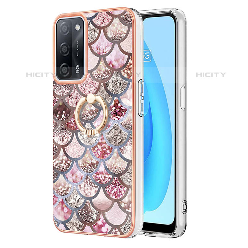 Coque Silicone Motif Fantaisie Souple Couleur Unie Etui Housse avec Support Bague Anneau Y03B pour Oppo A53s 5G Marron Plus