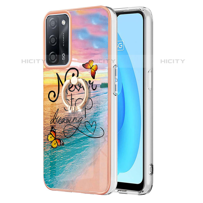 Coque Silicone Motif Fantaisie Souple Couleur Unie Etui Housse avec Support Bague Anneau Y03B pour Oppo A53s 5G Mixte Plus