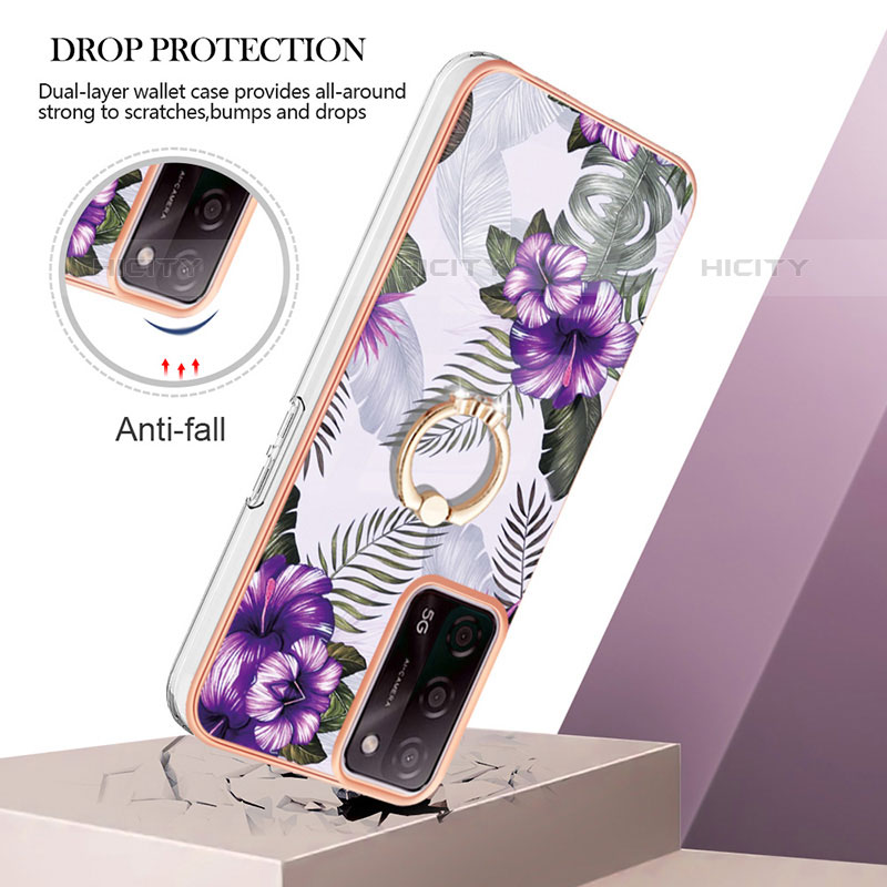 Coque Silicone Motif Fantaisie Souple Couleur Unie Etui Housse avec Support Bague Anneau Y03B pour Oppo A53s 5G Plus