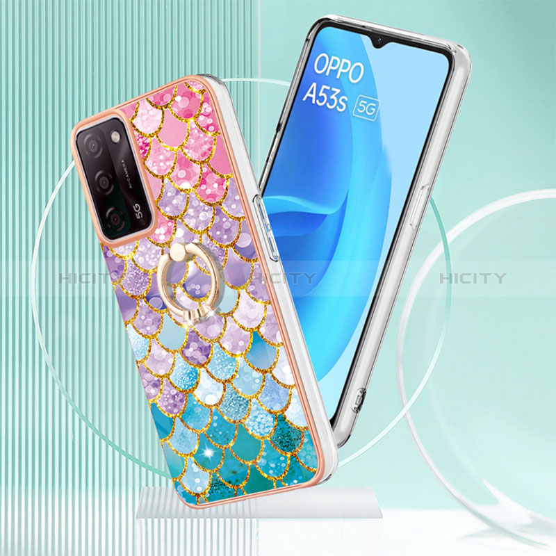 Coque Silicone Motif Fantaisie Souple Couleur Unie Etui Housse avec Support Bague Anneau Y03B pour Oppo A56 5G Plus