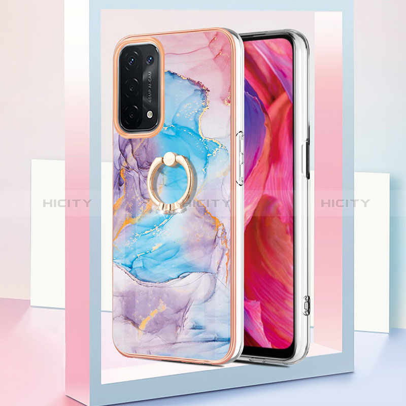 Coque Silicone Motif Fantaisie Souple Couleur Unie Etui Housse avec Support Bague Anneau Y03B pour Oppo A74 5G Plus