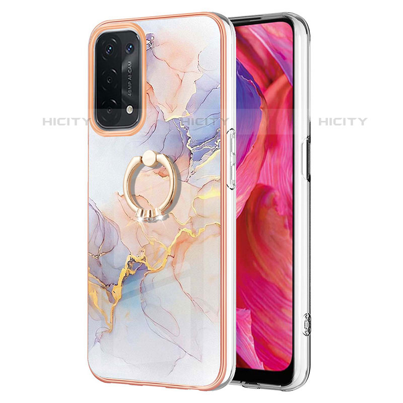 Coque Silicone Motif Fantaisie Souple Couleur Unie Etui Housse avec Support Bague Anneau Y03B pour Oppo A93 5G Plus