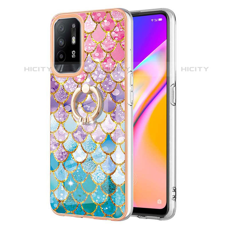 Coque Silicone Motif Fantaisie Souple Couleur Unie Etui Housse avec Support Bague Anneau Y03B pour Oppo A94 5G Colorful Plus