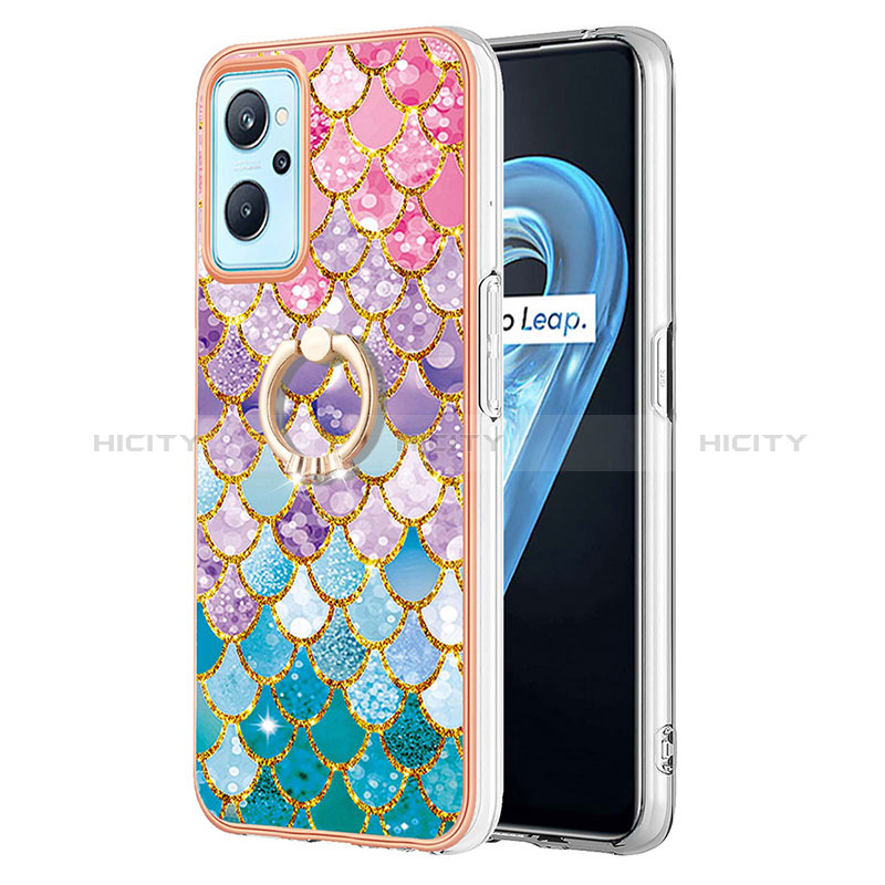 Coque Silicone Motif Fantaisie Souple Couleur Unie Etui Housse avec Support Bague Anneau Y03B pour Oppo A96 4G Colorful Plus