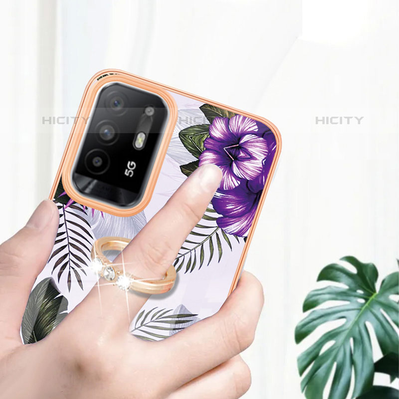 Coque Silicone Motif Fantaisie Souple Couleur Unie Etui Housse avec Support Bague Anneau Y03B pour Oppo F19 Pro+ Plus 5G Plus