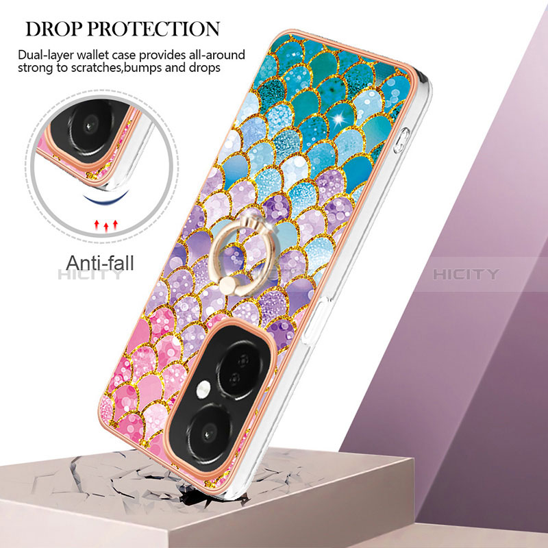 Coque Silicone Motif Fantaisie Souple Couleur Unie Etui Housse avec Support Bague Anneau Y03B pour Oppo K11x 5G Plus