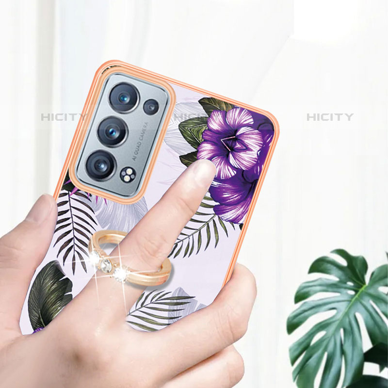 Coque Silicone Motif Fantaisie Souple Couleur Unie Etui Housse avec Support Bague Anneau Y03B pour Oppo Reno6 Pro+ Plus 5G Plus