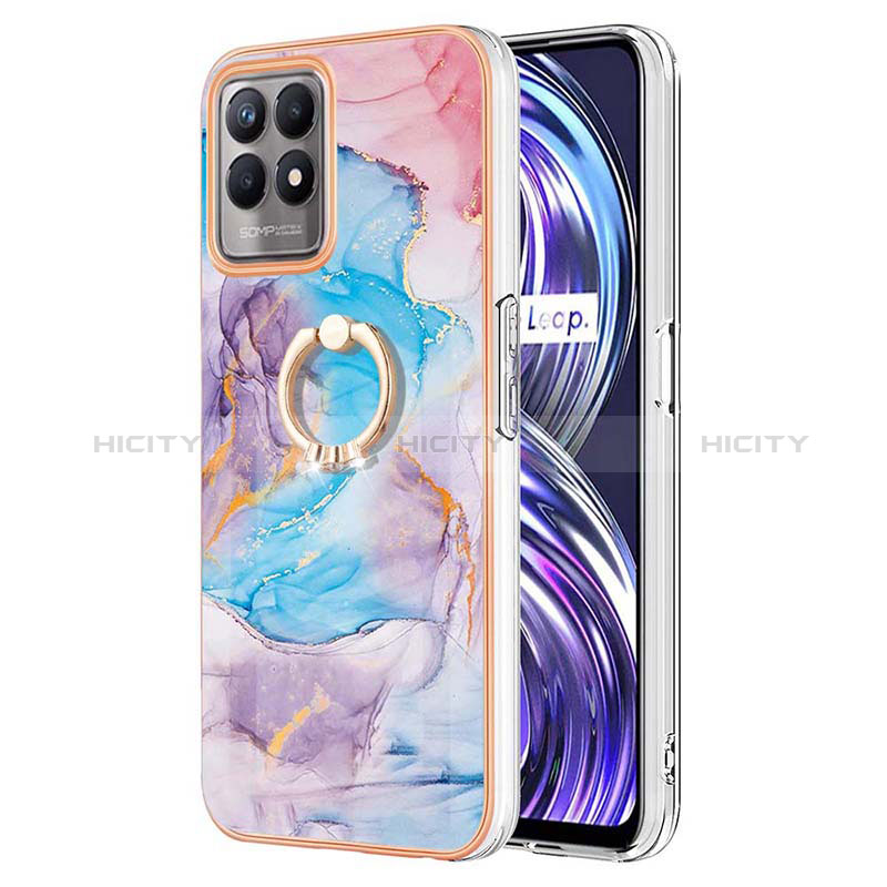 Coque Silicone Motif Fantaisie Souple Couleur Unie Etui Housse avec Support Bague Anneau Y03B pour Realme 8i Plus