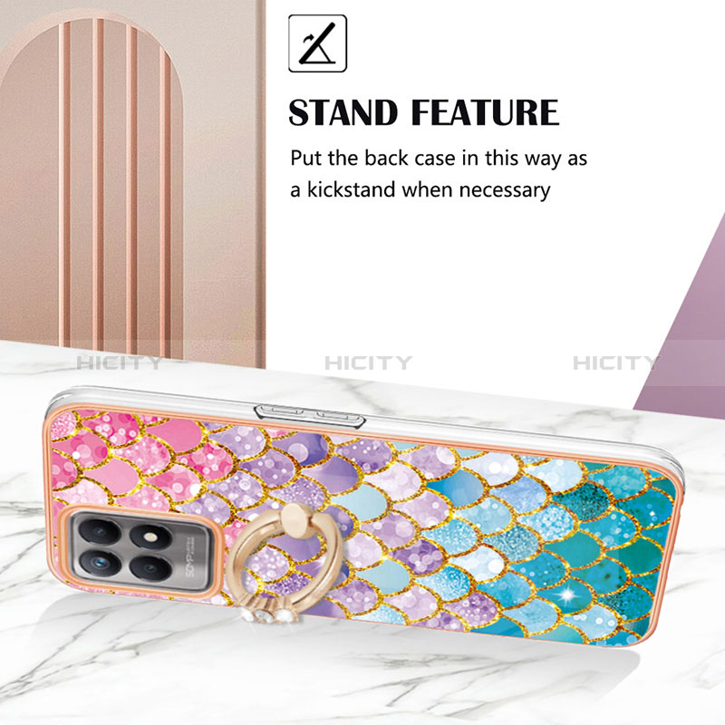 Coque Silicone Motif Fantaisie Souple Couleur Unie Etui Housse avec Support Bague Anneau Y03B pour Realme Narzo 50 4G Plus