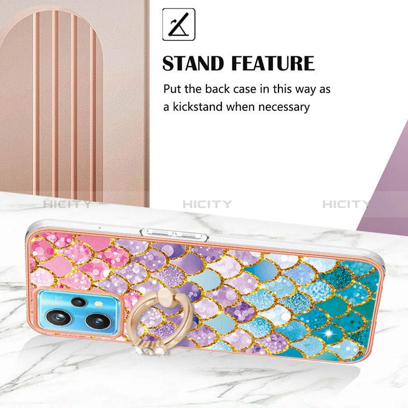 Coque Silicone Motif Fantaisie Souple Couleur Unie Etui Housse avec Support Bague Anneau Y03B pour Realme Narzo 50 Pro 5G Plus