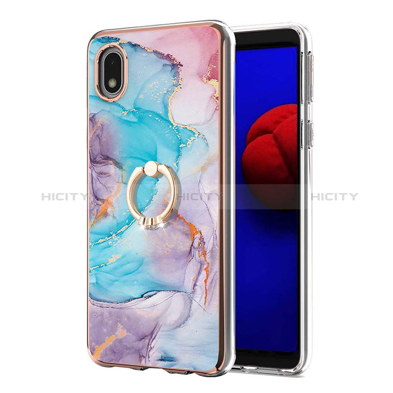 Coque Silicone Motif Fantaisie Souple Couleur Unie Etui Housse avec Support Bague Anneau Y03B pour Samsung Galaxy A01 Core Plus