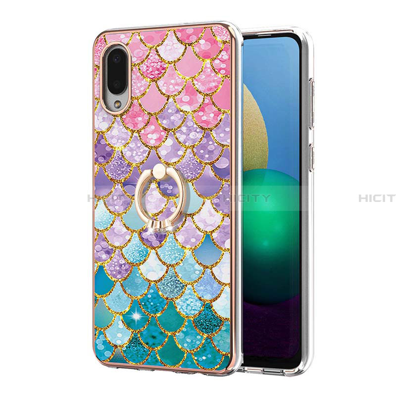 Coque Silicone Motif Fantaisie Souple Couleur Unie Etui Housse avec Support Bague Anneau Y03B pour Samsung Galaxy A02 Plus