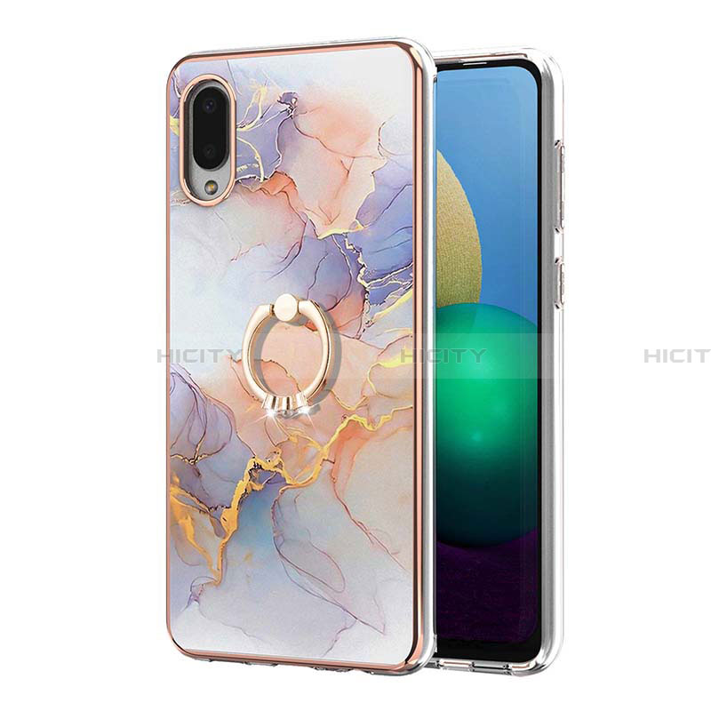 Coque Silicone Motif Fantaisie Souple Couleur Unie Etui Housse avec Support Bague Anneau Y03B pour Samsung Galaxy A02 Plus