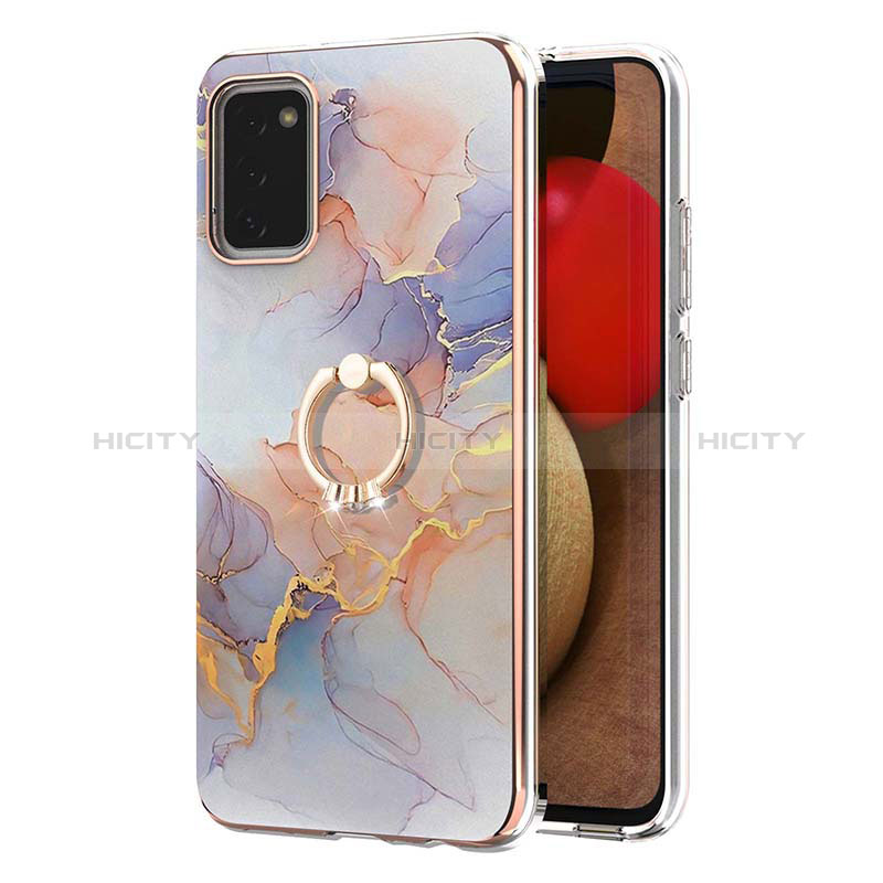 Coque Silicone Motif Fantaisie Souple Couleur Unie Etui Housse avec Support Bague Anneau Y03B pour Samsung Galaxy A02s Plus