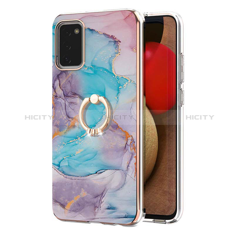 Coque Silicone Motif Fantaisie Souple Couleur Unie Etui Housse avec Support Bague Anneau Y03B pour Samsung Galaxy A02s Plus