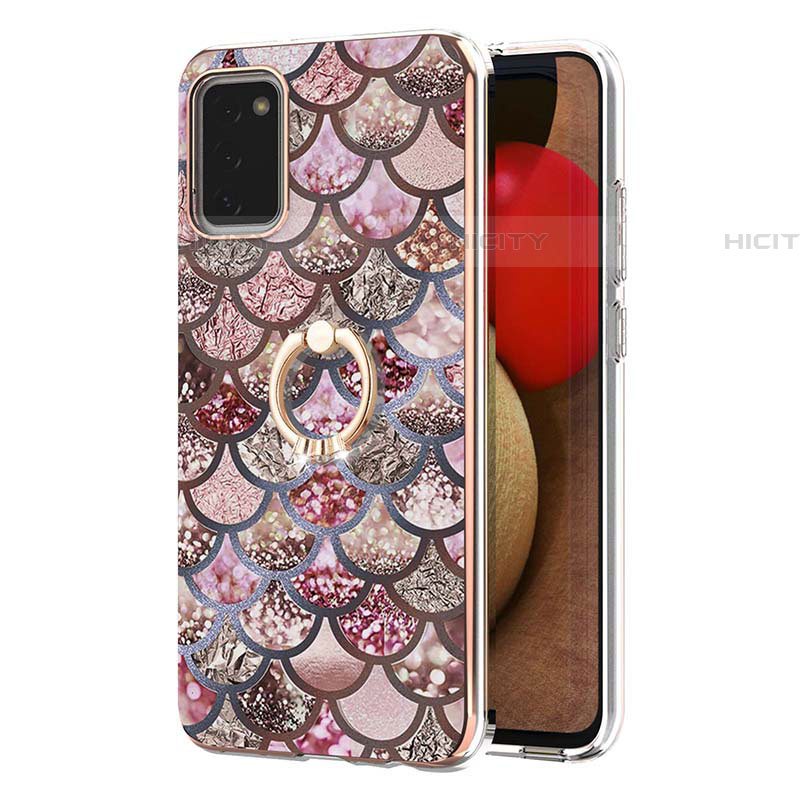 Coque Silicone Motif Fantaisie Souple Couleur Unie Etui Housse avec Support Bague Anneau Y03B pour Samsung Galaxy A03s Plus