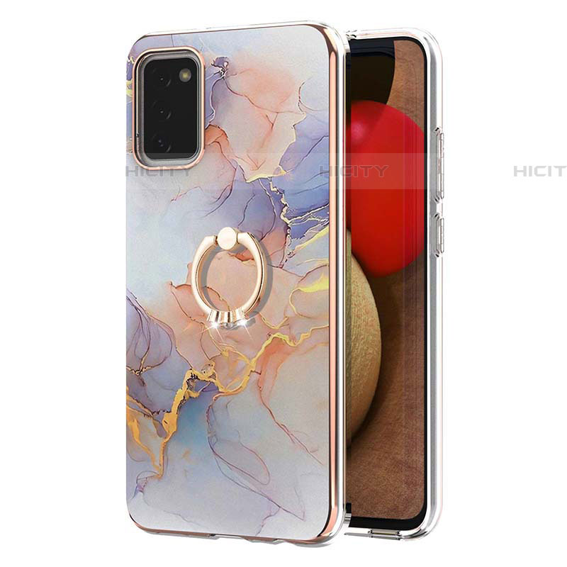 Coque Silicone Motif Fantaisie Souple Couleur Unie Etui Housse avec Support Bague Anneau Y03B pour Samsung Galaxy A03s Plus