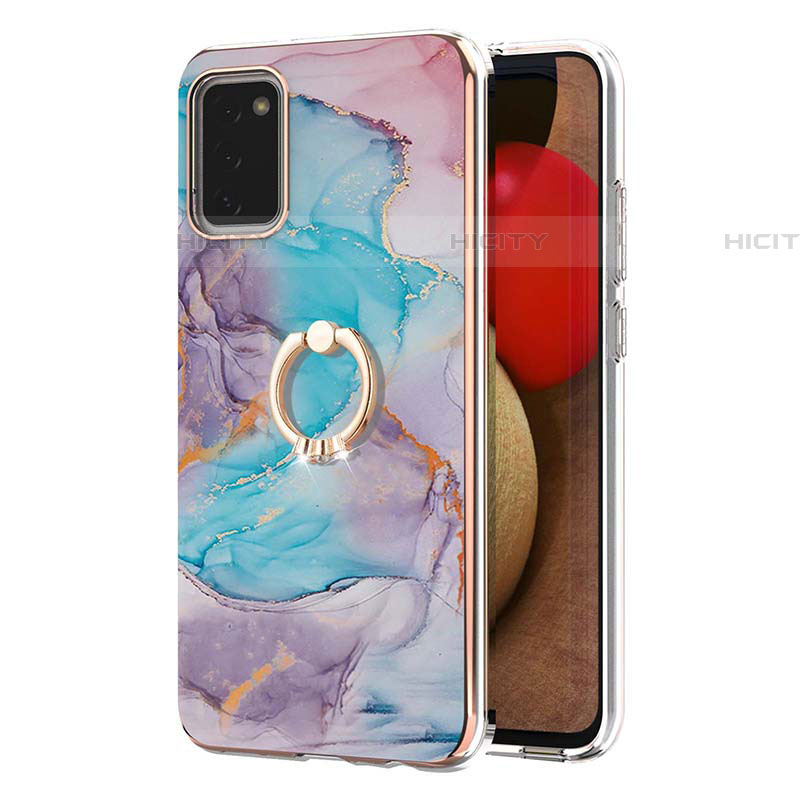 Coque Silicone Motif Fantaisie Souple Couleur Unie Etui Housse avec Support Bague Anneau Y03B pour Samsung Galaxy A03s Plus