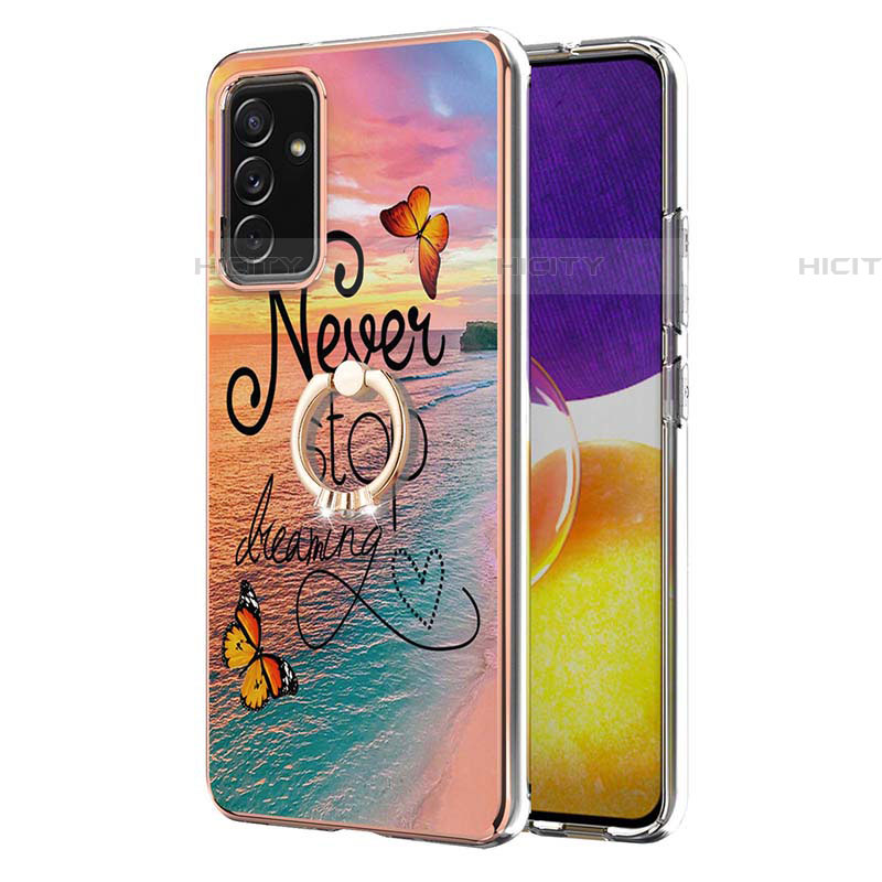 Coque Silicone Motif Fantaisie Souple Couleur Unie Etui Housse avec Support Bague Anneau Y03B pour Samsung Galaxy A05s Plus