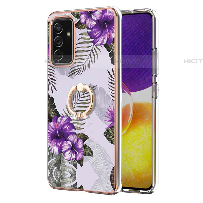 Coque Silicone Motif Fantaisie Souple Couleur Unie Etui Housse avec Support Bague Anneau Y03B pour Samsung Galaxy A05s Plus