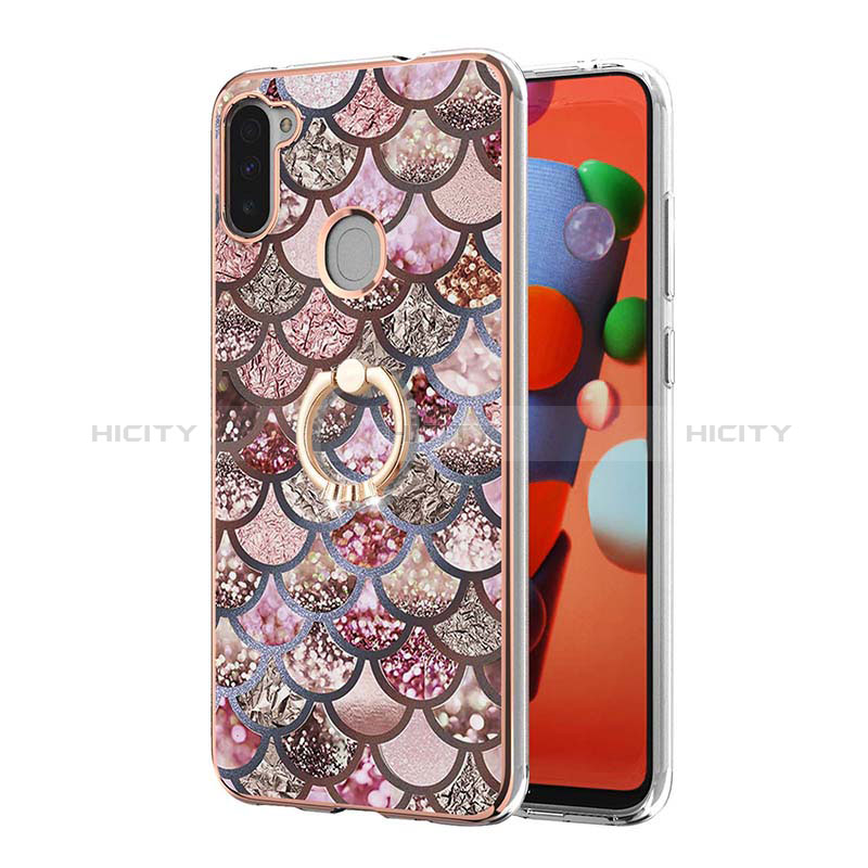 Coque Silicone Motif Fantaisie Souple Couleur Unie Etui Housse avec Support Bague Anneau Y03B pour Samsung Galaxy A11 Plus